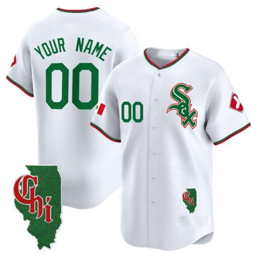 Custom Chicago White Sox Mexico Vapor Premier Limited Jersey ¨C Illinois Patch ¨C White BFRAILEY