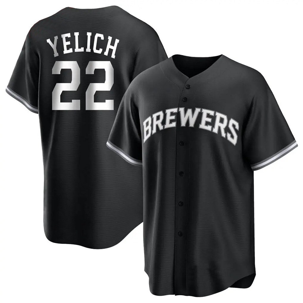 Milwaukee Brewers #22 Christian Yelich Player Black BFRAILEY Game Home Stitched Jerseys