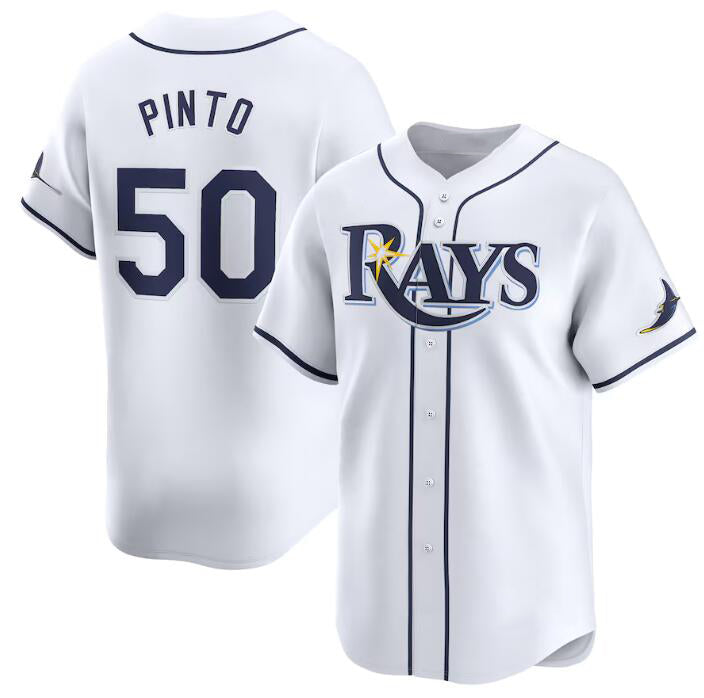 Tampa Bay Rays #50 Rene Pinto White BFRAILEY Home Limited Stitched Jersey