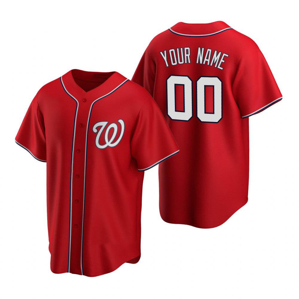 Custom Washington Nationals Red BFRAILEY Stitched Cool Base Jersey