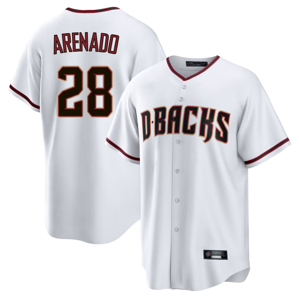 Arizona Diamondbacks #28 Nolan Arenado Player White BFRAILEY Home Game Stitched Jerseys