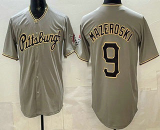 Pittsburgh Pirates #9 Bill Mazeroski Grey BFRAILEY Limited Jersey