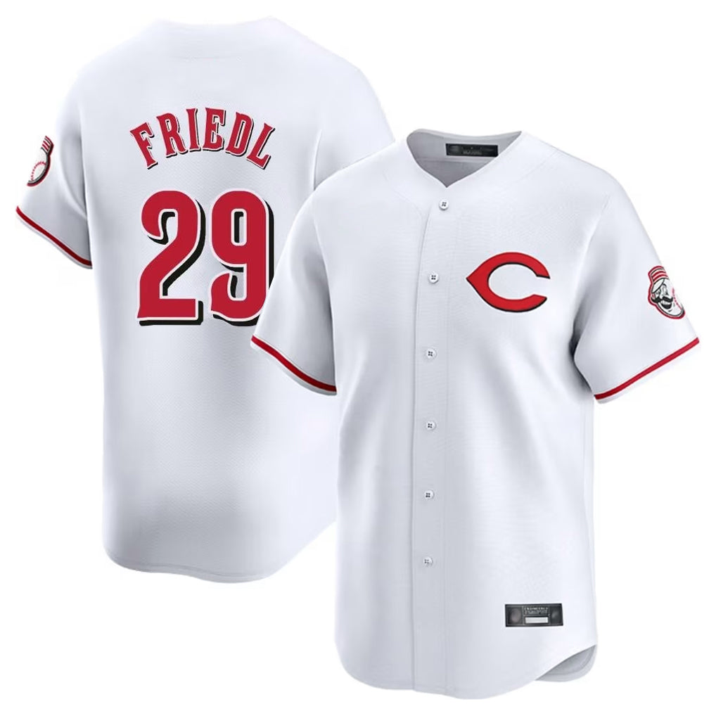 Cincinnati Reds #29 TJ Friedl Player White BFRAILEY Limited Home Stitched Jerseys