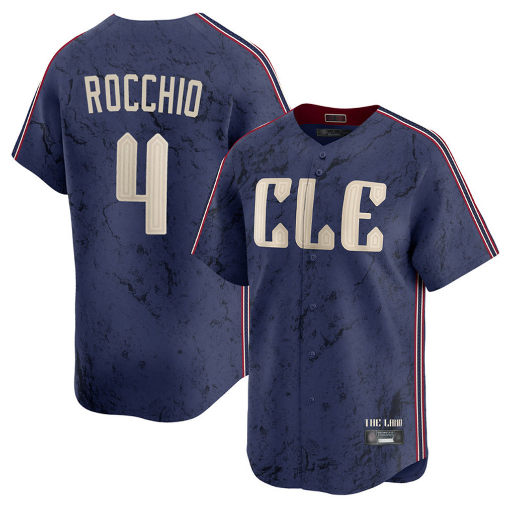 Cleveland Guardians #4 Brayan Rocchio Player Navy BFRAILEY City Connect Limited Home Stitched Jerseys