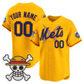 Custom New York Mets x One Piece Gold BFRAILEY Vapor Premier Limited Jersey - Stitched