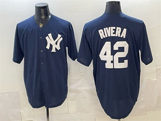 New York Yankees #42 Mariano Rivera Navy BFRAILEY Limited Stitched Jersey