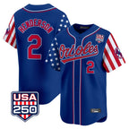 Baltimore Orioles #2 Gunnar Henderson Player Royal BFRAILEY USA 250 Independence Day Vapor Premier Limited Home Game Stitched Jerseys