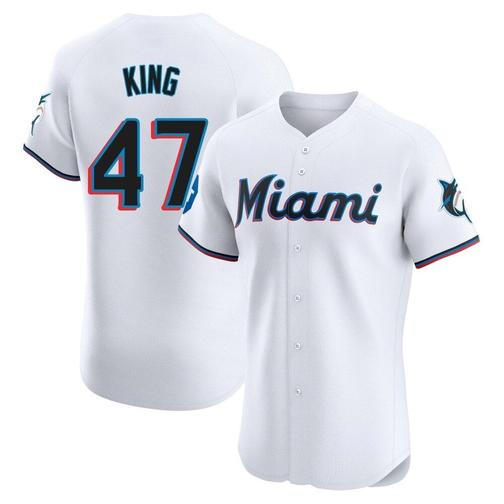 Miami Marlins #47 John King Player White BFRAILEY Home Limited Elite Stitched Jerseys