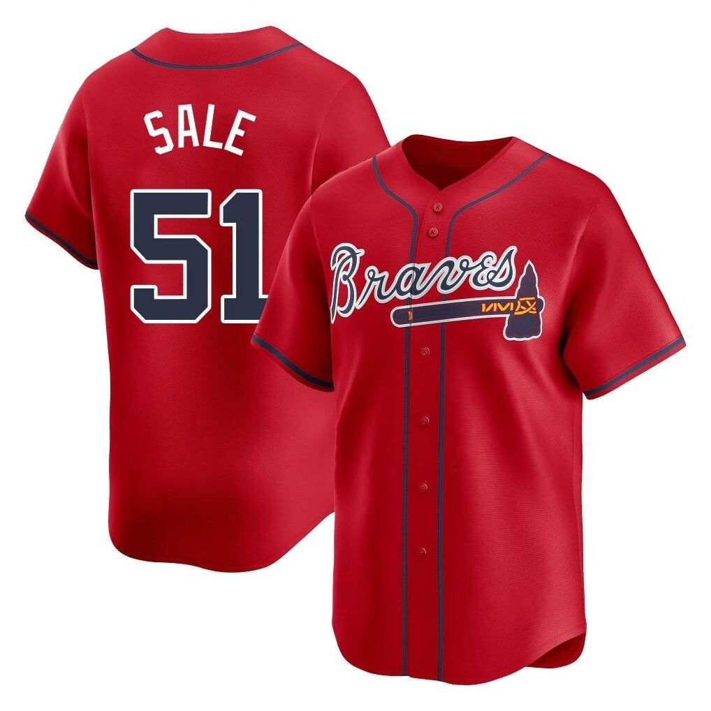Atlanta Braves #51 Chris Sale Player Red BFRAILEY Limited Home Game Stitched Jerseys