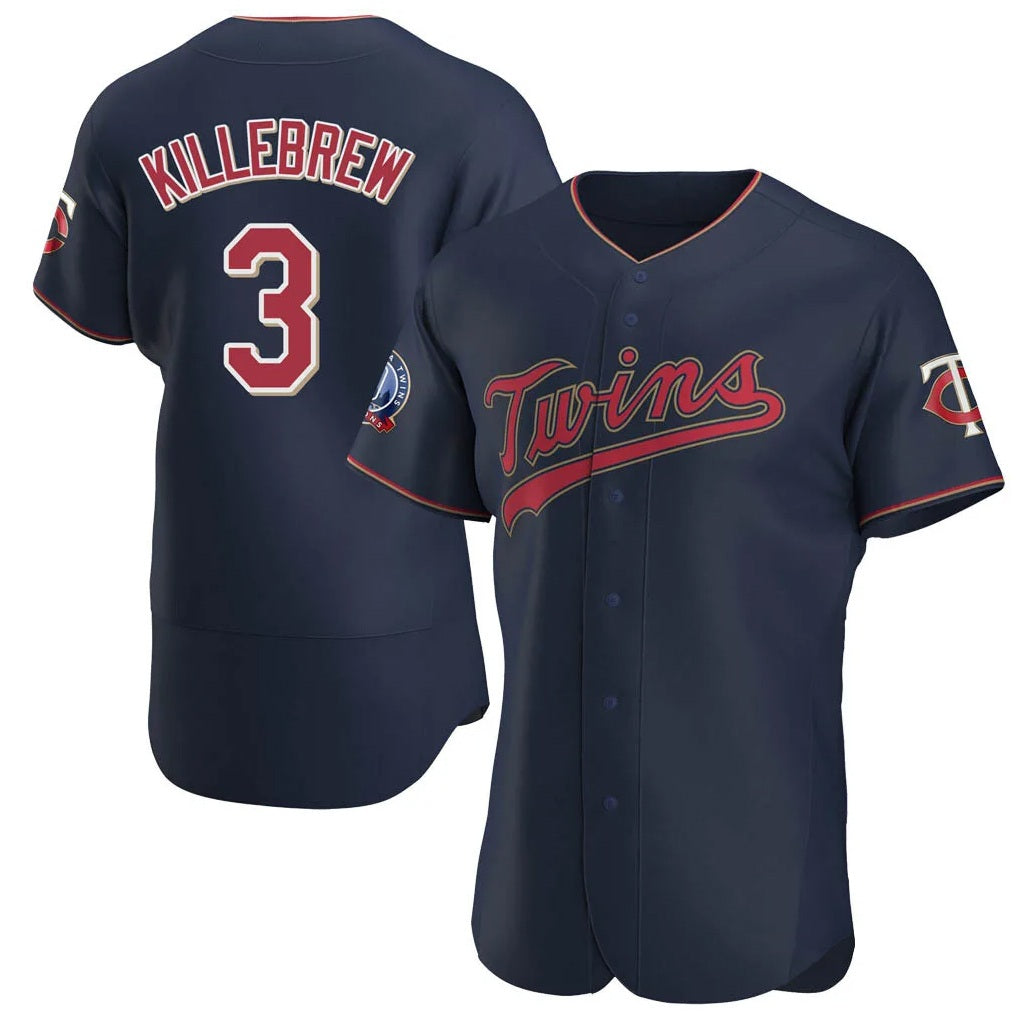 Minnesota Twins #3 Harmon Killebrew Player Navy BFRAILEY60th Home Limited Elite Stitched Jerseys