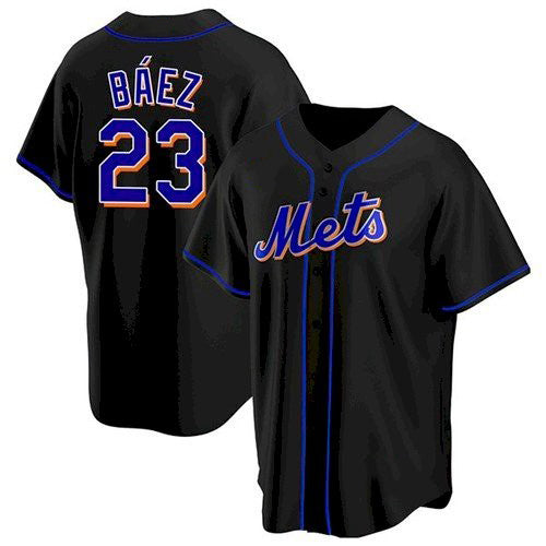 New York Mets #23 Javier Baez Black BFRAILEY Replica Jersey