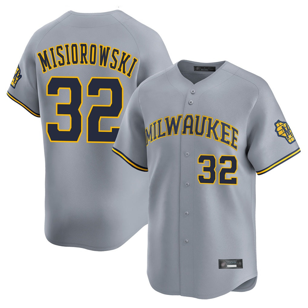 Milwaukee Brewers #32 Jacob Misiorowski Player Gray BFRAILEY Home Limited Stitched Jerseys