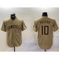 San Diego Padres #10 Jurickson Profar Khaki BFRAILEY Team Logo Cool Base Jerseys
