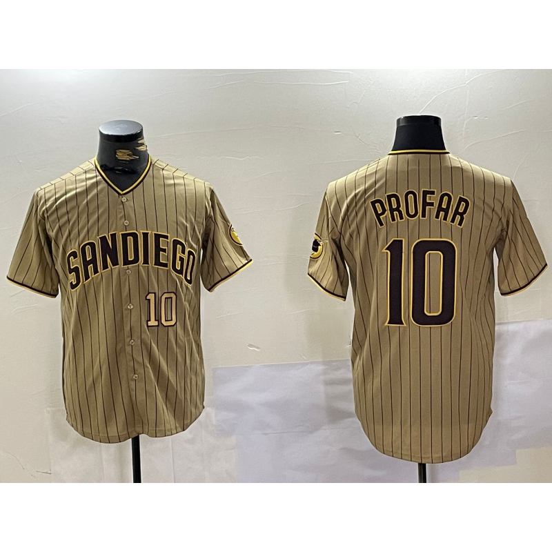 San Diego Padres #10 Jurickson Profar Khaki BFRAILEY Team Logo Cool Base Jerseys
