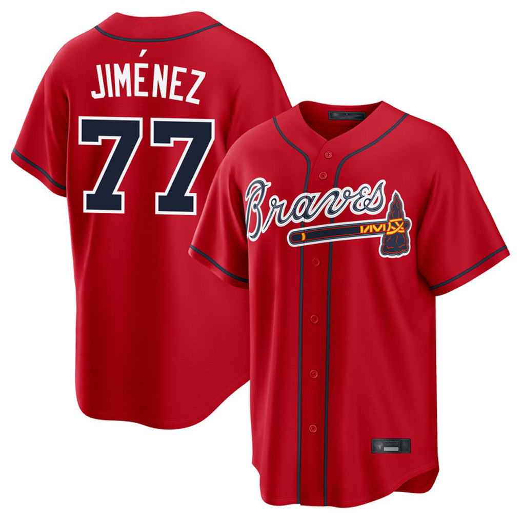 Atlanta Braves #77 Joe Jimenez Player Red BFRAILEY Home Game Stitched Jerseys