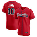 Atlanta Braves #10 Chipper Jones Player Red BFRAILEY Limited Elite Home Game Stitched Jerseys