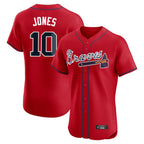 Atlanta Braves #10 Chipper Jones Player Red BFRAILEY Limited Elite Home Game Stitched Jerseys