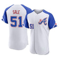 Atlanta Braves #51 Chris Sale Player White BFRAILEY City Connect Limited Elite Home Game Stitched Jerseys
