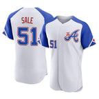 Atlanta Braves #51 Chris Sale Player White BFRAILEY City Connect Limited Elite Home Game Stitched Jerseys