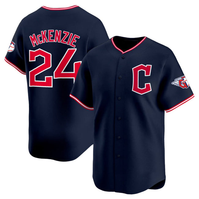 Cleveland Guardians #24 Triston McKenzie Navy BFRAILEY 2025 Alternate Limited Stitched Jersey