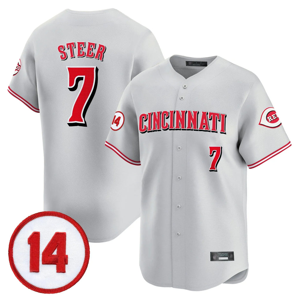 Cincinnati Reds #7 Spencer Steer Player Gray BFRAILEY Vapor Premier Limited Home Stitched Jerseys