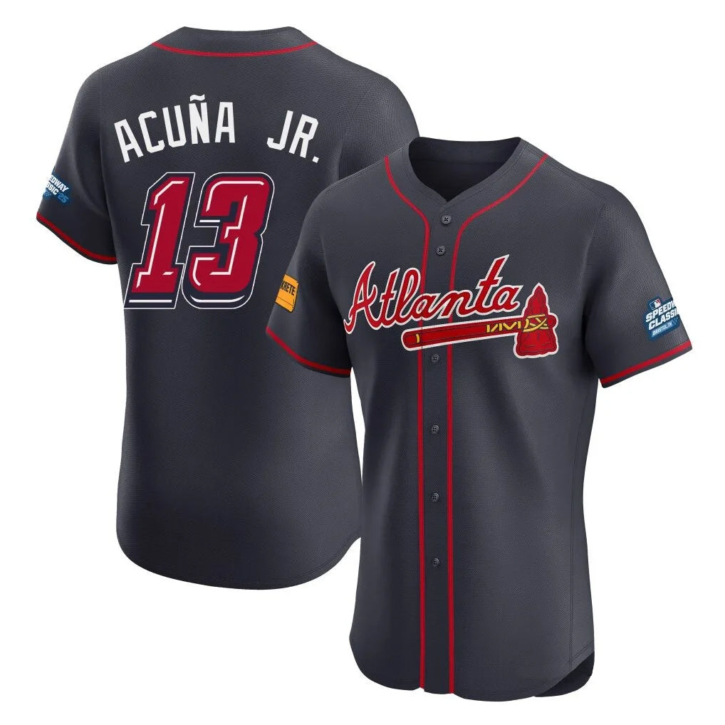 Atlanta Braves #13 Ronald Acuna Jr Player Navy BFRAILEY 2025 Speedway Classic Limited Elite Home Game Stitched Jerseys