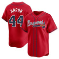 Atlanta Braves #44 Hank Aaron Player Red BFRAILEY Limited Home Game Stitched Jerseys