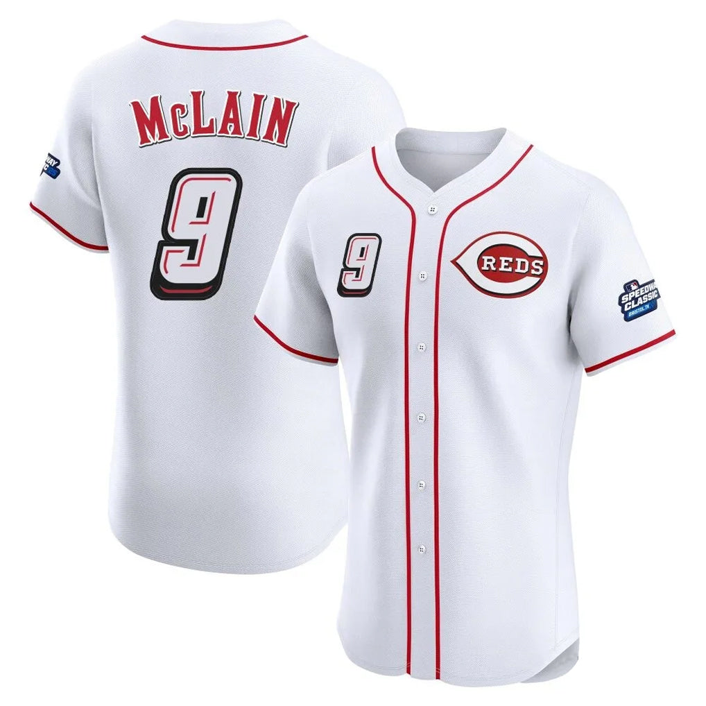 Cincinnati Reds #9 Matt McLain Player White BFRAILEY Speedway Classic Limited Elite Home Stitched Jerseys