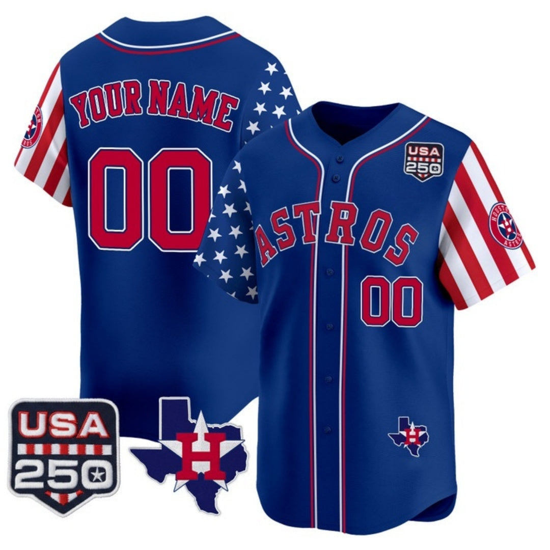 Custom Houston Astros America 250 Edition Vapor Premier Limited Royal BFRAILEY Stitched Jerseys