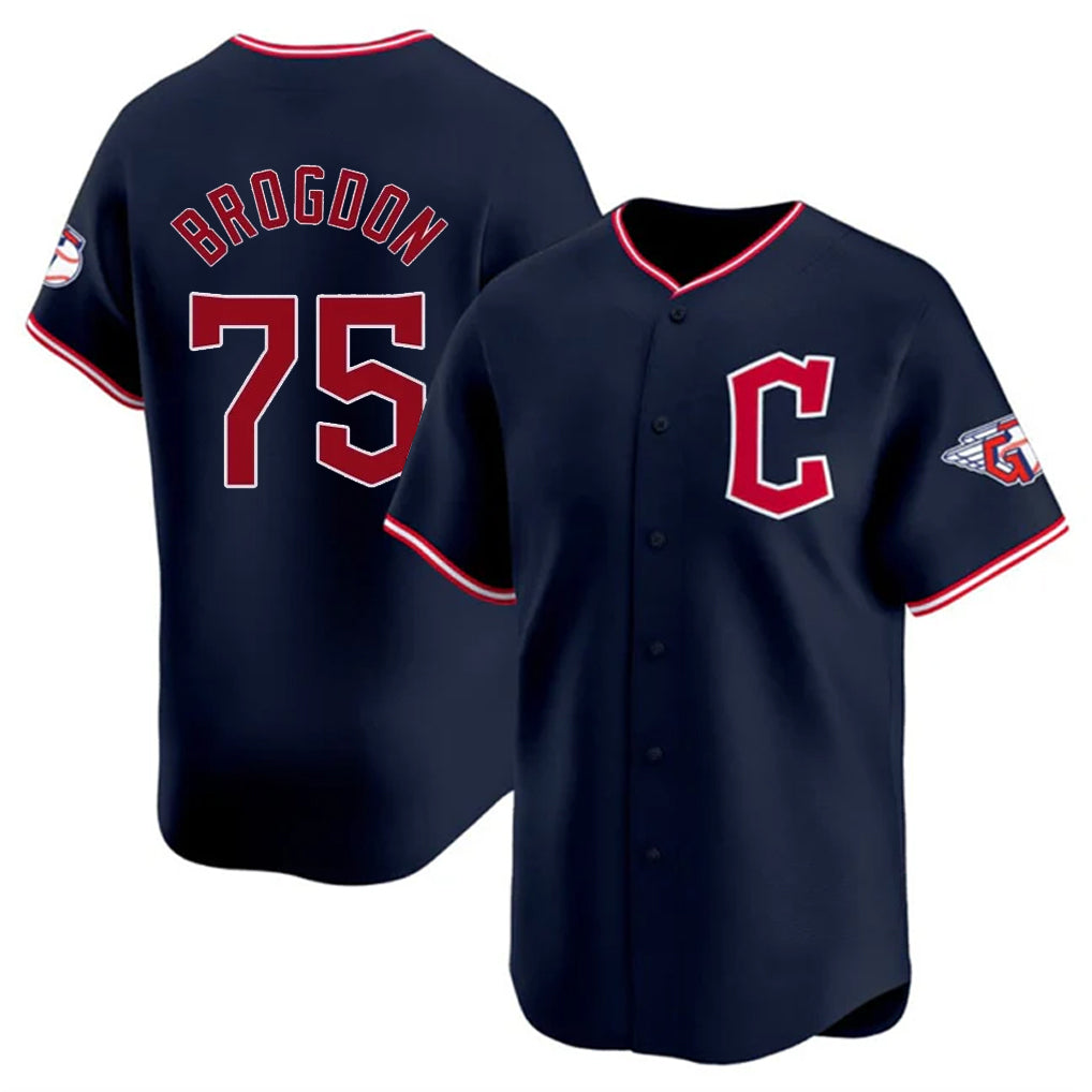 Cleveland Guardians #75 Connor Brogdon Player Navy BFRAILEY Limited Home Stitched Jerseys