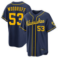 Milwaukee Brewers #53 Brandon Woodruff Player Navy BFRAILEY Home Stadium Game Stitched Jerseys