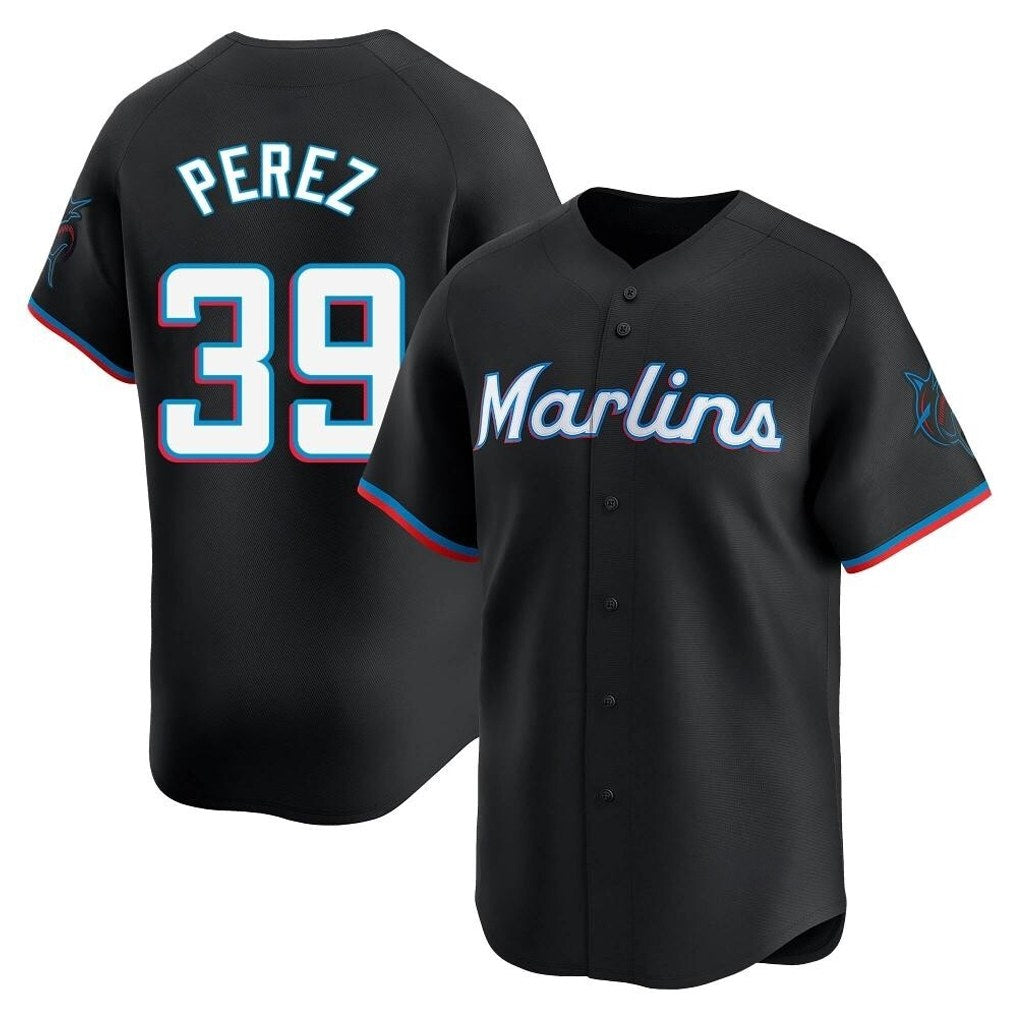 Miami Marlins #39 Eury Perez Player Black BFRAILEY Home Limited Stitched Jerseys
