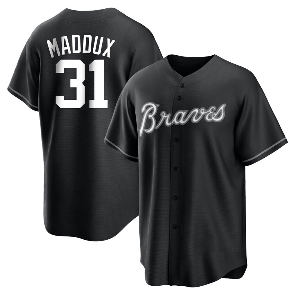 Atlanta Braves #31 Greg Maddux Player Black BFRAILEY Home Game Stitched Jerseys