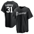 Atlanta Braves #31 Greg Maddux Player Black BFRAILEY Home Game Stitched Jerseys