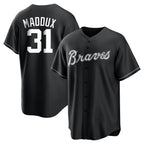 Atlanta Braves #31 Greg Maddux Player Black BFRAILEY Home Game Stitched Jerseys