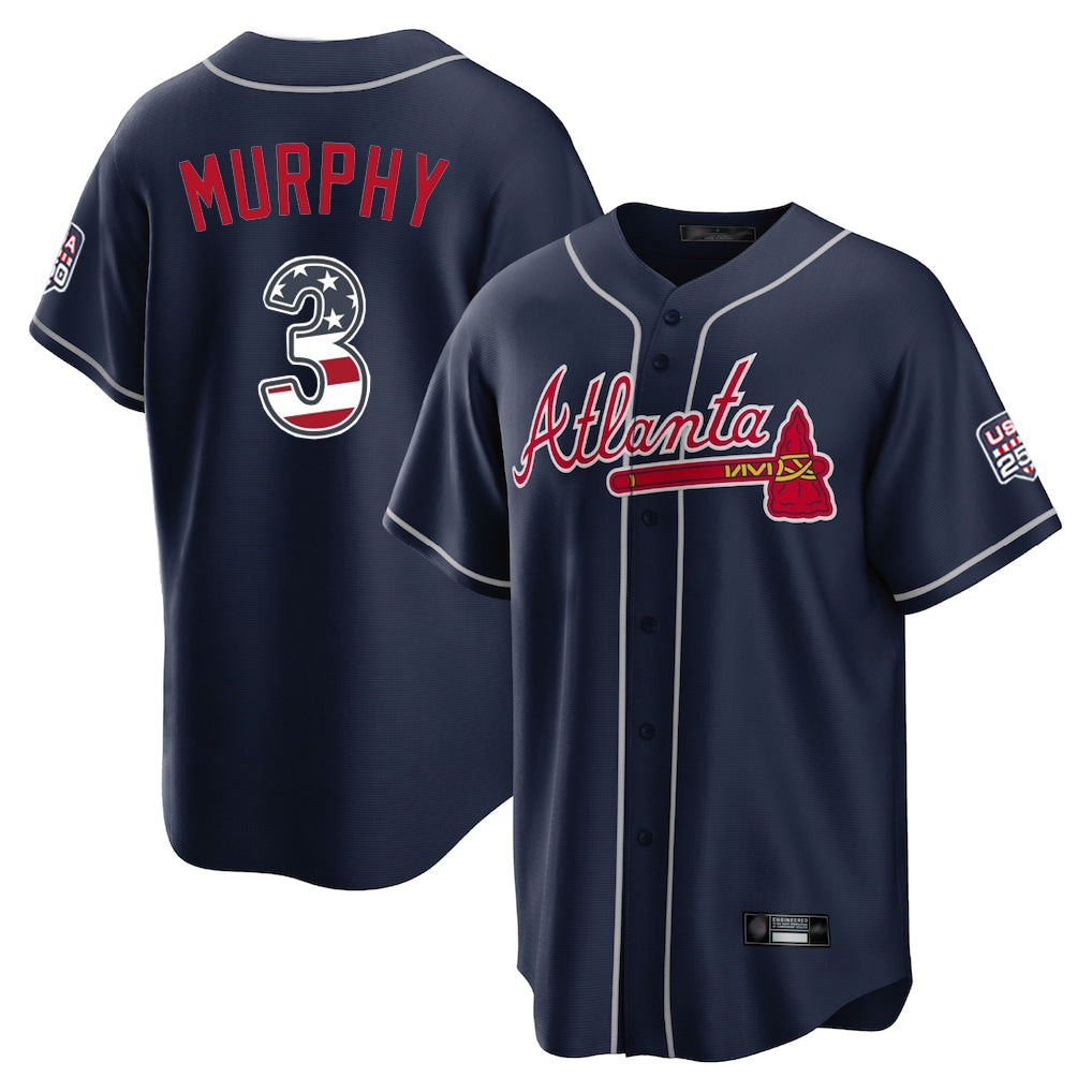 Atlanta Braves #3 Dale Murphy Player Navy BFRAILEY USA 250 Fourth Of July Limited Home Game Stitched Jerseys