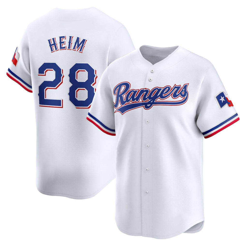 Texas Rangers #28 Jonah Heim White BFRAILEY Home Limited Player Jersey