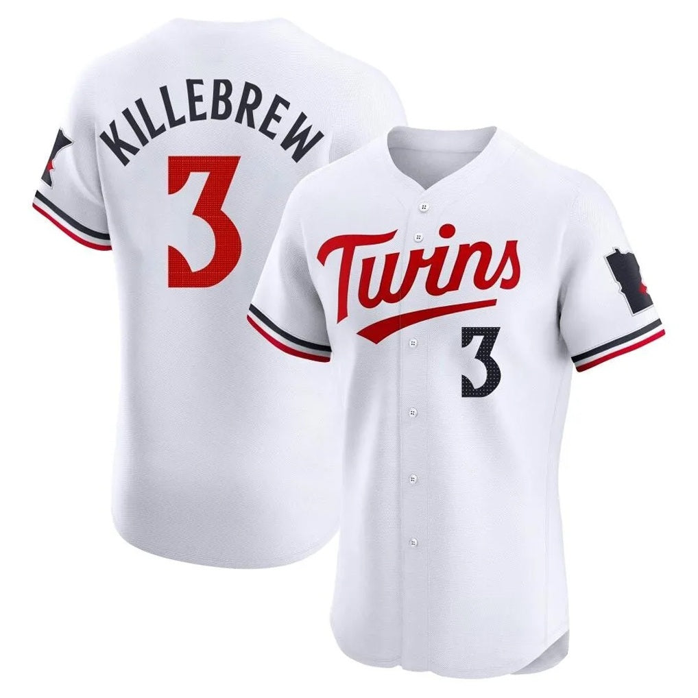 Minnesota Twins #3 Harmon Killebrew Player White BFRAILEYHome Limited Elite Stitched Jerseys