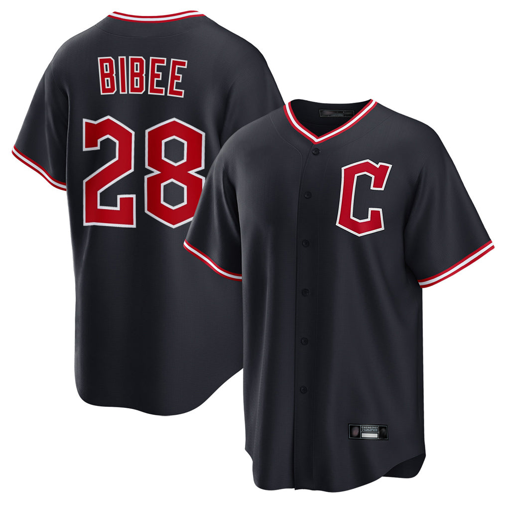 Cleveland Guardians #28 Tanner Bibee Player Navy BFRAILEY Home Game Stitched Jerseys
