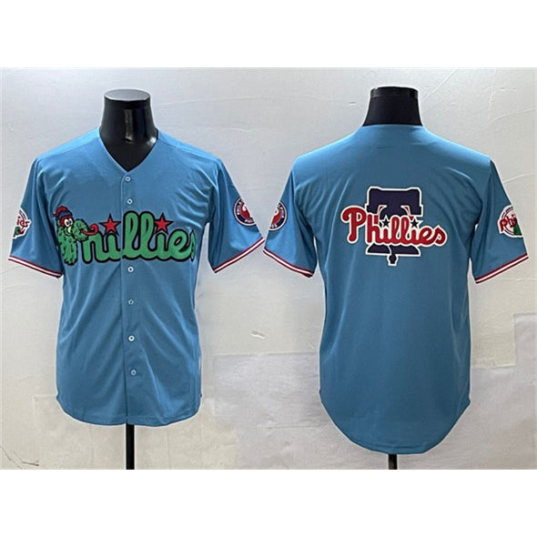 Philadelphia Phillies Team Big Logo Light Blue BFRAILEY Phanatic Limited Stitched Jersey