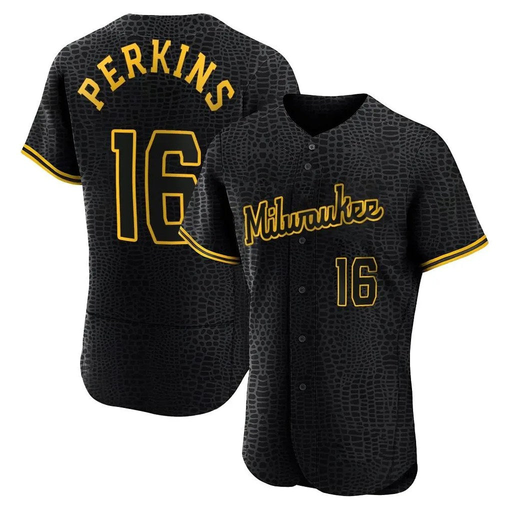Milwaukee Brewers #16 Blake Perkins Player Black BFRAILEY Snake Skin City Home Limited Elite Stitched Jerseys