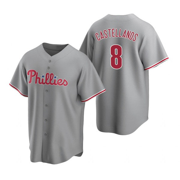 Philadelphia Phillies #8 Nick Castellanos Gray BFRAILEY Cool Base Stitched Jersey