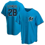 Miami Marlins #28 Kyle Stowers Player Blue BFRAILEY Home Game Stitched Jerseys