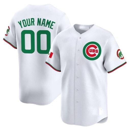 Custom Chicago Cubs Mexico Vapor Premier Limited Jersey V3 ¨C All Stitched-White BFRAILEY