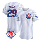Chicago Cubs #29 Michael Busch Player White BFRAILEY 150th Anniversary Limited Elite Home Game Stitched Jerseys