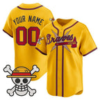 Custom Atlanta Braves x One Piece Gold BFRAILEY Vapor Premier Limited Jersey - Stitched