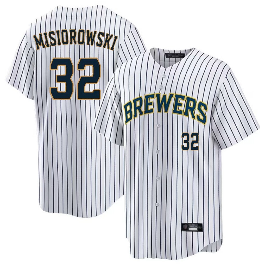 Milwaukee Brewers #32 Jacob Misiorowski Player White BFRAILEY Stripes Limited Game Home Stitched Jerseys