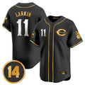 Cincinnati Reds #11 Barry Larkin Player Black-Gold BFRAILEY Vapor Premier Limited Home Stitched Jerseys