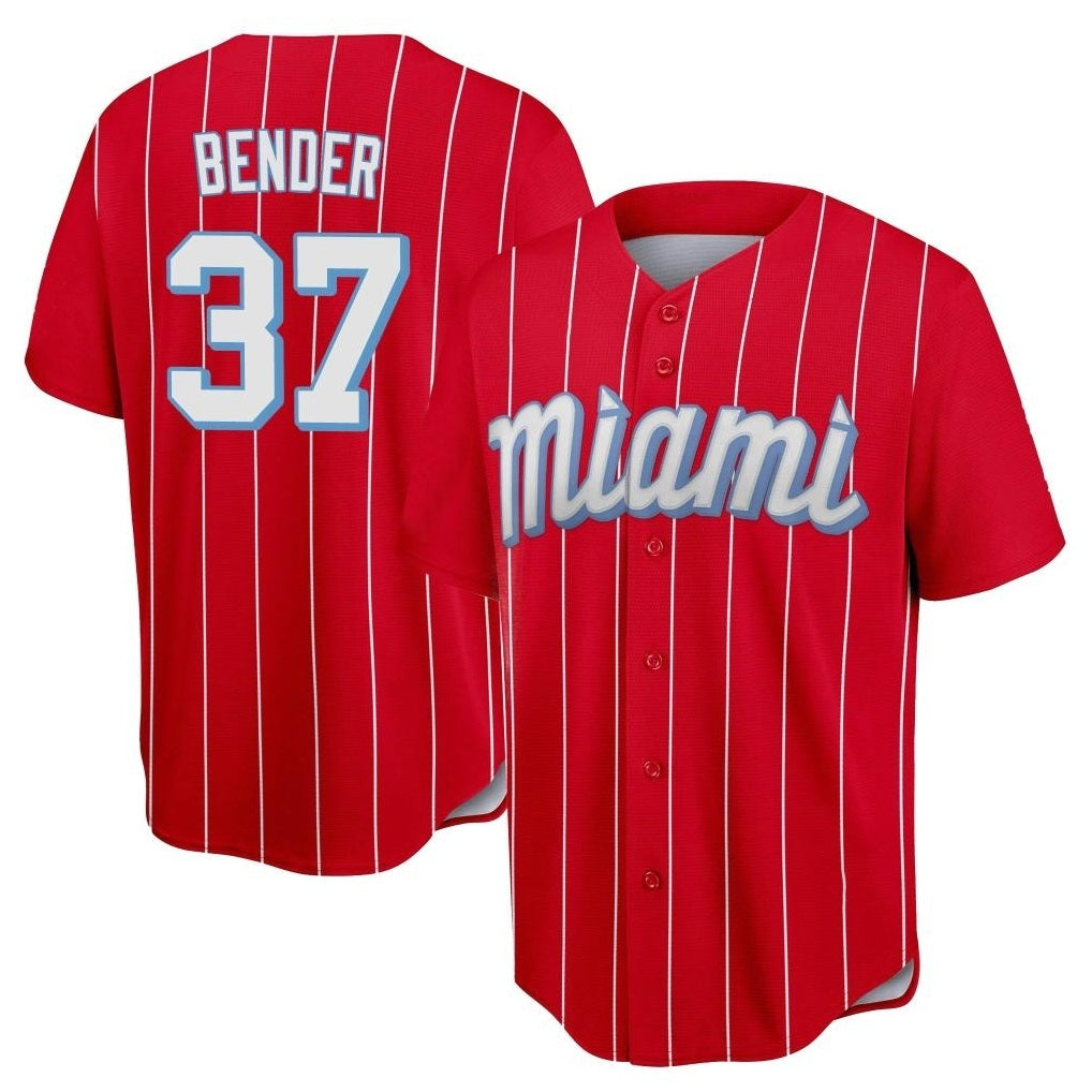 Miami Marlins #37 Anthony Bender Player Red BFRAILEY City Connect Home Game Stitched Jerseys