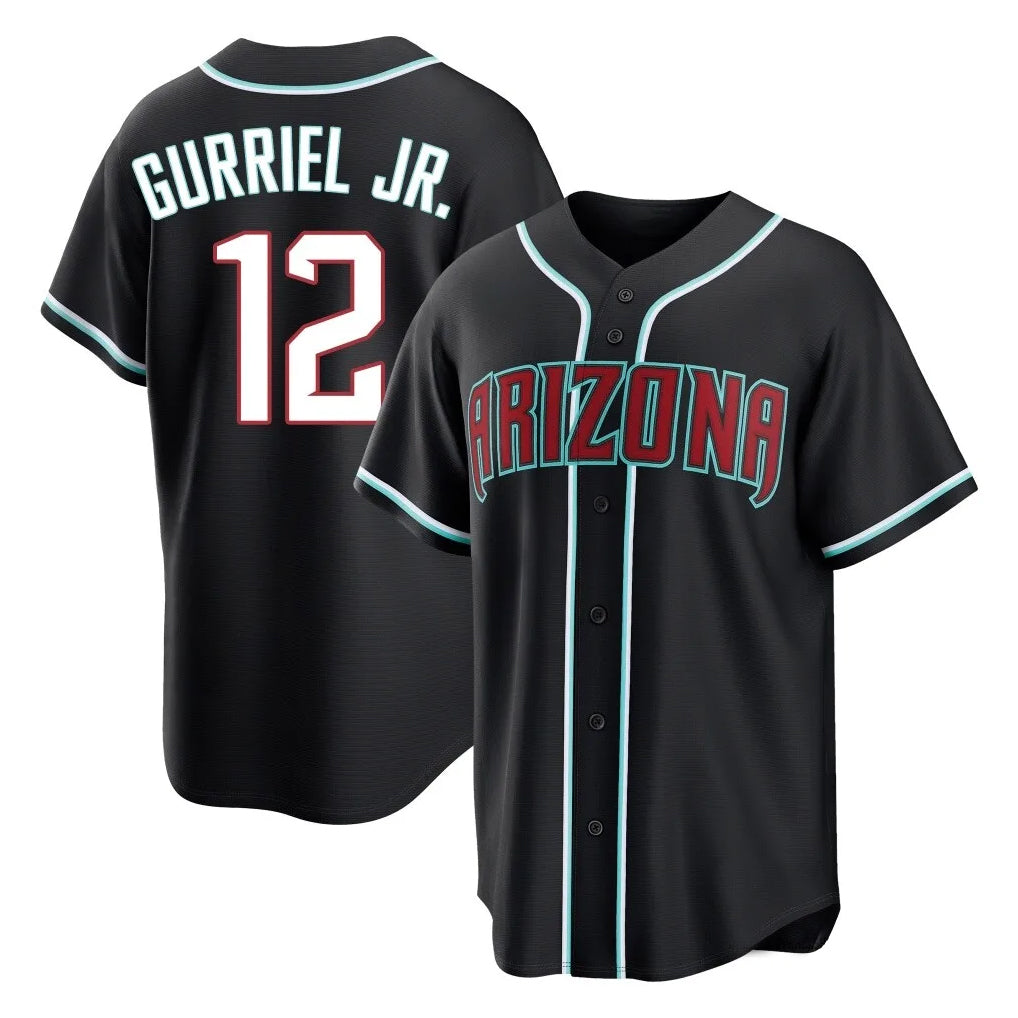Arizona Diamondbacks #12 Lourdes Gurriel Jr Player Black BFRAILEY Home Game Stitched Jerseys